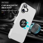 For iPhone 16 Plus PC Hybrid TPU Magnetic Ring Holder Phone Case(Silver) - 2