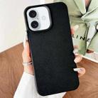 For iPhone 16 Leather Texture TPU Full Coverage Phone Case(Black) - 1