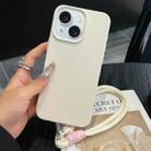 For iPhone 15 Leather Texture TPU Full Coverage Phone Case with Lanyard(White) - 1