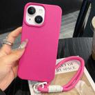 For iPhone 14 Leather Texture TPU Full Coverage Phone Case with Lanyard(Rose Red) - 1