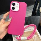 For iPhone 12 Leather Texture TPU Full Coverage Phone Case with Lanyard(Rose Red) - 1