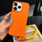 For iPhone 11 Pro Max Leather Texture TPU Full Coverage Phone Case with Lanyard(Orange) - 1