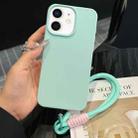 For iPhone 11 Leather Texture TPU Full Coverage Phone Case with Lanyard(Green) - 1