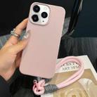 For iPhone 11 Pro Leather Texture TPU Full Coverage Phone Case with Lanyard(Pink) - 1