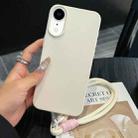 For iPhone XR Leather Texture TPU Full Coverage Phone Case with Lanyard(White) - 1