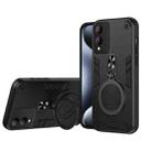 For vivo Y17s Metal Ring 360 Degree Rotating Holder PC Hybrid TPU Phone Case(Black) - 1