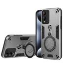 For vivo Y17s Metal Ring 360 Degree Rotating Holder PC Hybrid TPU Phone Case(Silver Grey) - 1