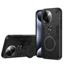 For vivo Y200i Metal Ring 360 Degree Rotating Holder PC Hybrid TPU Phone Case(Black) - 1