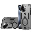 For vivo Y200i Metal Ring 360 Degree Rotating Holder PC Hybrid TPU Phone Case(Silver Grey) - 1