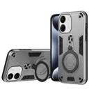 For Redmi 13C 4G / 5G Metal Ring 360 Degree Rotating Holder PC Hybrid TPU Phone Case(Silver Grey) - 1