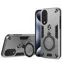 For Honor X7b Metal Ring 360 Degree Rotating Holder PC Hybrid TPU Phone Case(Silver Grey) - 1