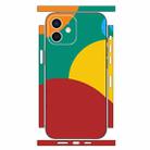 For iPhone 12 Geometric Style All-inclusive PET Phone Decal Adhesive Sticker(Dark Red Yellow) - 1