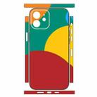 For iPhone 12 Geometric Style All-inclusive PET Phone Decal Adhesive Sticker(Dark Red Yellow) - 2