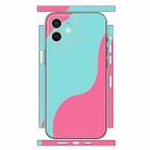 For iPhone 12 Geometric Style All-inclusive PET Phone Decal Adhesive Sticker(Cyan-blue) - 1