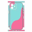 For iPhone 12 Geometric Style All-inclusive PET Phone Decal Adhesive Sticker(Cyan-blue) - 2