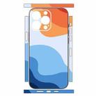 For iPhone 12 Pro Geometric Style All-inclusive PET Phone Decal Adhesive Sticker(White Orange) - 2