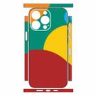 For iPhone 13 Pro Geometric Style All-inclusive PET Phone Decal Adhesive Sticker(Dark Red Yellow) - 2