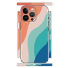 For iPhone 13 Pro Geometric Style All-inclusive PET Phone Decal Adhesive Sticker(Orange Pink) - 1
