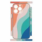 For iPhone 13 Pro Geometric Style All-inclusive PET Phone Decal Adhesive Sticker(Orange Pink) - 2