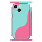 For iPhone 14 Geometric Style All-inclusive PET Phone Decal Adhesive Sticker(Cyan-blue) - 1