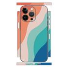 For iPhone 14 Pro Geometric Style All-inclusive PET Phone Decal Adhesive Sticker(Orange Pink) - 1