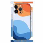 For iPhone 14 Pro Geometric Style All-inclusive PET Phone Decal Adhesive Sticker(White Orange) - 1