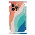 For iPhone 14 Pro Max Geometric Style All-inclusive PET Phone Decal Adhesive Sticker(Orange Pink) - 1