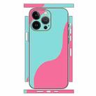 For iPhone 15 Pro Geometric Style All-inclusive PET Phone Decal Adhesive Sticker(Cyan-blue) - 1