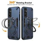 For Samsung Galaxy S24 FE 5G Metal Ring 360 Degree Rotating Holder PC Hybrid TPU Phone Case(Navy Blue) - 2