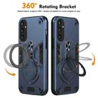 For Samsung Galaxy S25 5G Metal Ring 360 Degree Rotating Holder PC Hybrid TPU Phone Case(Navy Blue) - 2