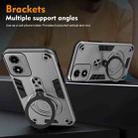 For Motorola Moto G04 / G24 Metal Ring 360 Degree Rotating Holder PC Hybrid TPU Phone Case(Silver Grey) - 3