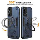 For Motorola Moto G34 Metal Ring 360 Degree Rotating Holder PC Hybrid TPU Phone Case(Navy Blue) - 2