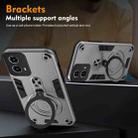 For Motorola Moto G34 Metal Ring 360 Degree Rotating Holder PC Hybrid TPU Phone Case(Silver Grey) - 3