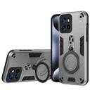 For Motorola Edge 50 Neo Metal Ring 360 Degree Rotating Holder PC Hybrid TPU Phone Case(Silver Grey) - 1