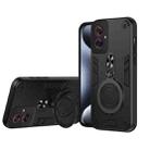 For Motorola Moto G55 Metal Ring 360 Degree Rotating Holder PC Hybrid TPU Phone Case(Black) - 1