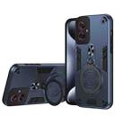 For Motorola Moto G55 Metal Ring 360 Degree Rotating Holder PC Hybrid TPU Phone Case(Navy Blue) - 1