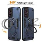 For Motorola Moto G55 Metal Ring 360 Degree Rotating Holder PC Hybrid TPU Phone Case(Navy Blue) - 2