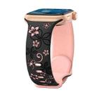 For Apple Watch Ultra 49mm Bauhinia Two-color Embossed Silicone Watch Band(Black Pink) - 1