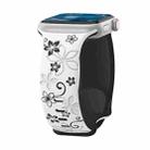 For Apple Watch Series 7 41mm Bauhinia Two-color Embossed Silicone Watch Band(White Black) - 1