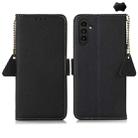 For Samsung Galaxy A16 5G Side-Magnetic TJ Genuine Leather RFID Phone Case(Black) - 1