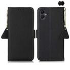 For Samsung Galaxy A06 4G Side-Magnetic TJ Genuine Leather RFID Phone Case(Black) - 1