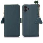For Samsung Galaxy A06 4G Side-Magnetic TJ Genuine Leather RFID Phone Case(Green) - 1