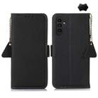 For Samsung Galaxy A36 Side-Magnetic TJ Genuine Leather RFID Phone Case(Black) - 1