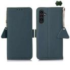 For Samsung Galaxy A26 5G Side-Magnetic TJ Genuine Leather RFID Phone Case(Green) - 1
