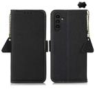 For Samsung Galaxy A56 5G Side-Magnetic TJ Genuine Leather RFID Phone Case(Black) - 1