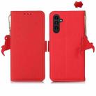 For Samsung Galaxy M35 Side-Magnetic TJ Genuine Leather RFID Phone Case(Red) - 1