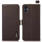 For Samsung Galaxy A06 4G KHAZNEH Side-Magnetic Litchi Genuine Leather RFID Phone Case(Brown) - 1
