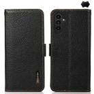 For Samsung Galaxy A26 5G KHAZNEH Side-Magnetic Litchi Genuine Leather RFID Phone Case(Black) - 1