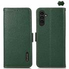 For Samsung Galaxy A26 5G KHAZNEH Side-Magnetic Litchi Genuine Leather RFID Phone Case(Green) - 1