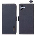 For Samsung Galaxy A07 5G KHAZNEH Side-Magnetic Litchi Genuine Leather RFID Phone Case(Blue) - 1